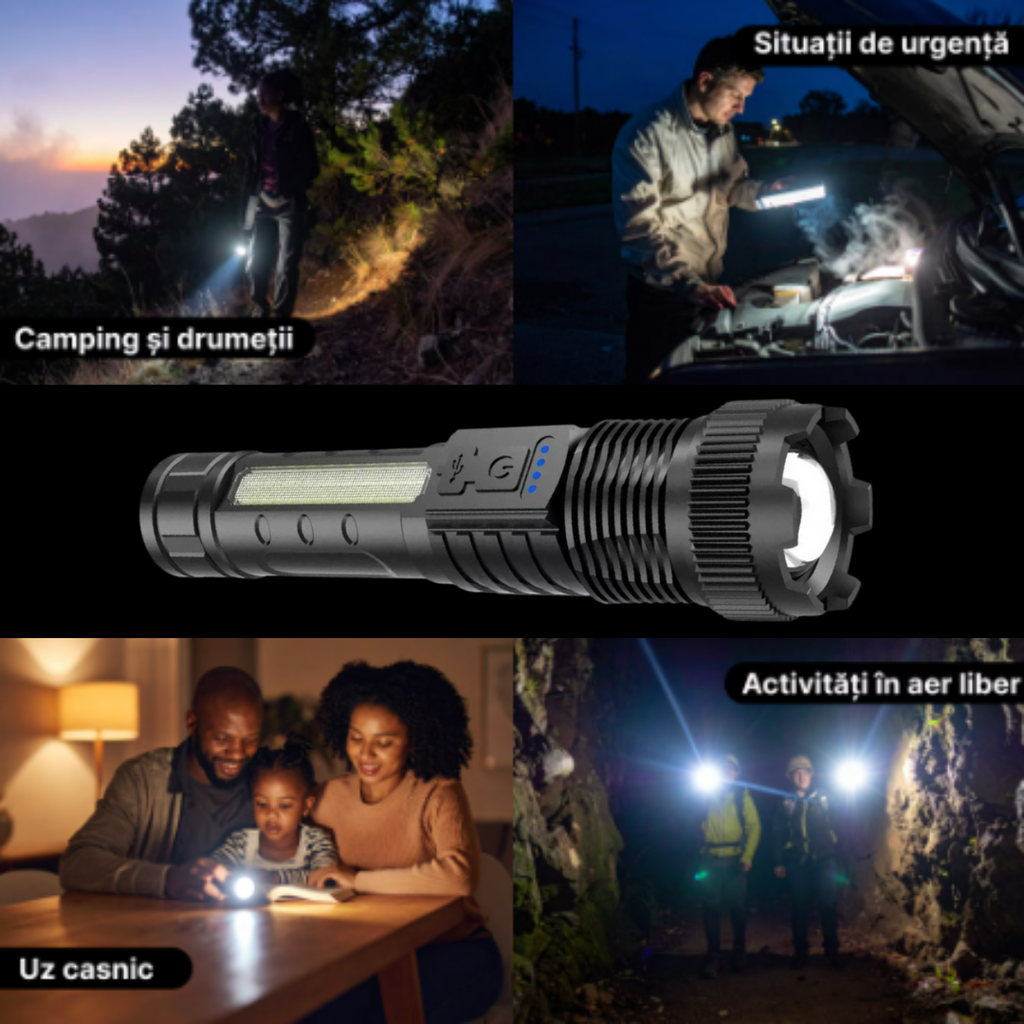 Lanternă LED Rază 1000m și Încarcare Telefon