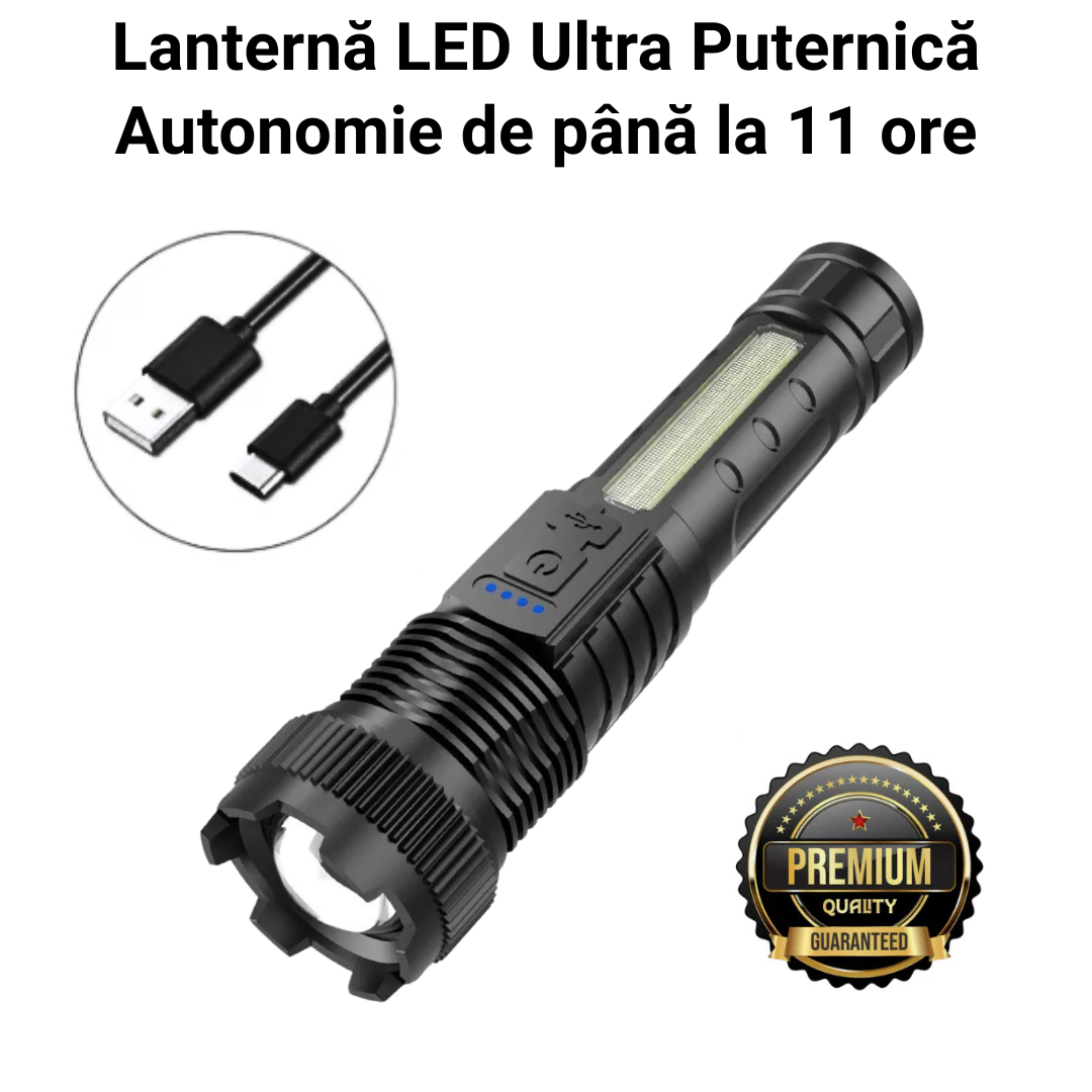 Lanternă LED Rază 1000m și Încarcare Telefon