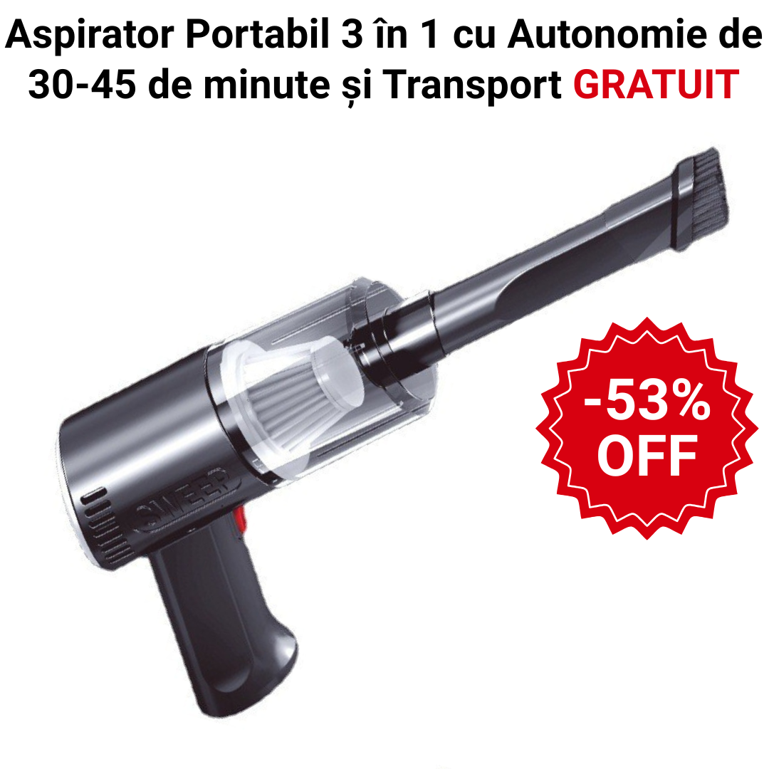 Aspirator Portabil 3 în 1, Autonomie 30-45 min